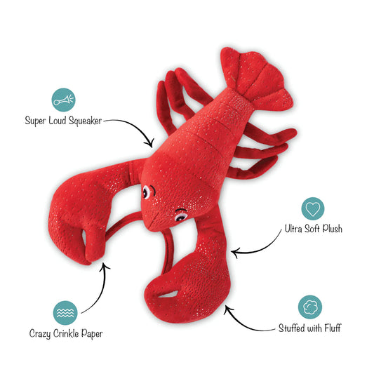 Clawsome Lobster Plush Dog Toy