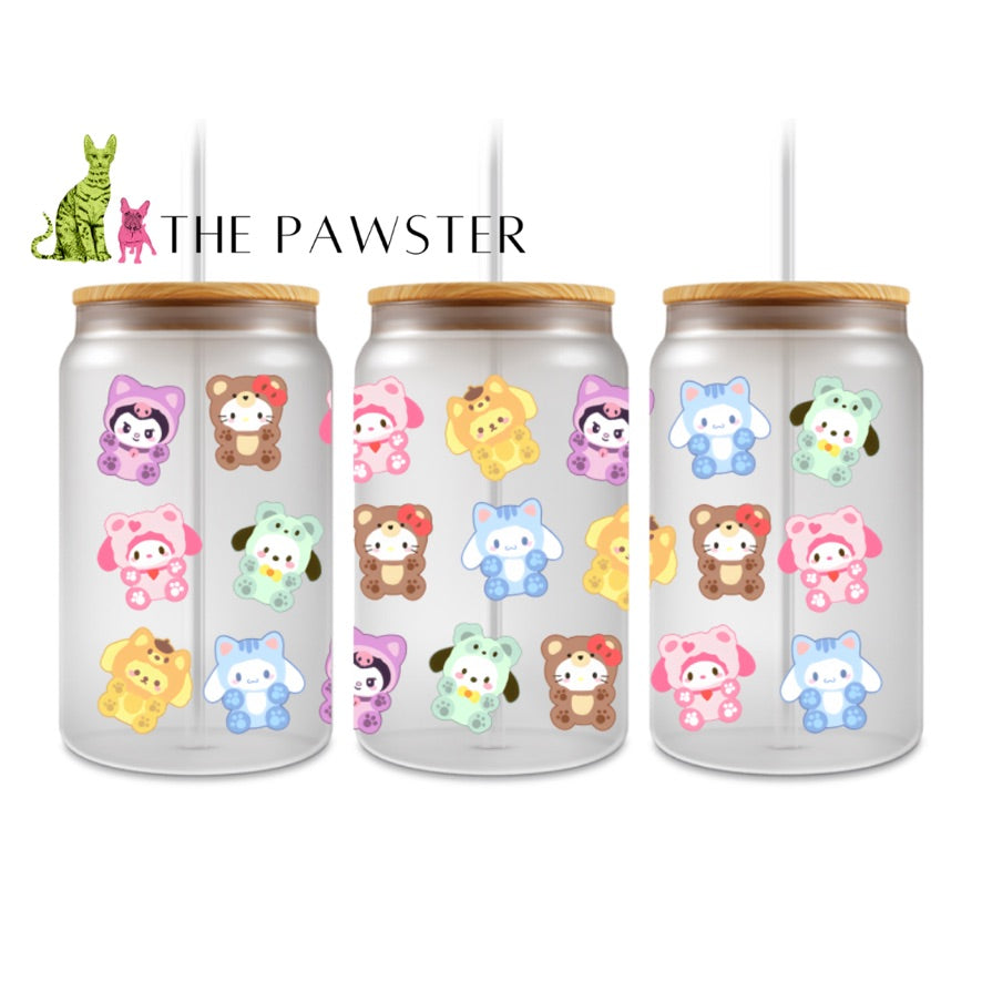 The Pawster Sanrio Characters Teddy Bear Double-Sided UV DTF Cup Wrap – Hello Kitty, Kuromi, My Melody, Cinnamoroll Design