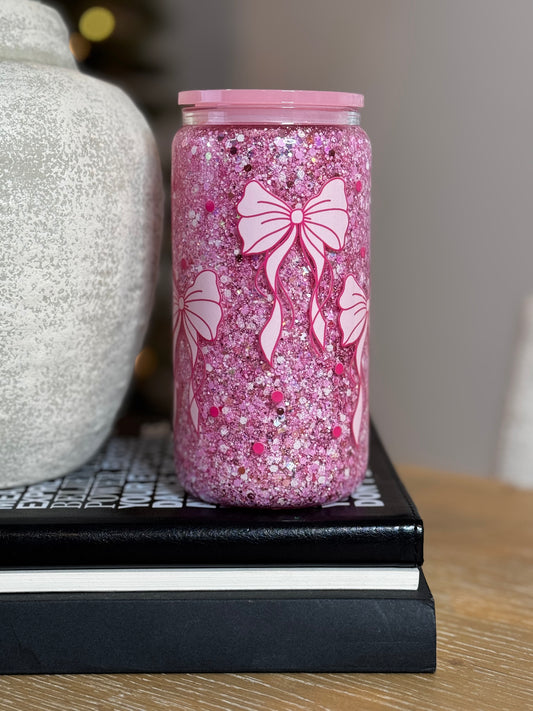 16oz Double Wall Snow Globe Glass Cup