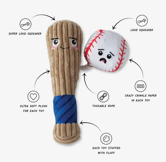 Batter Up Baseball Plush Dog Toy