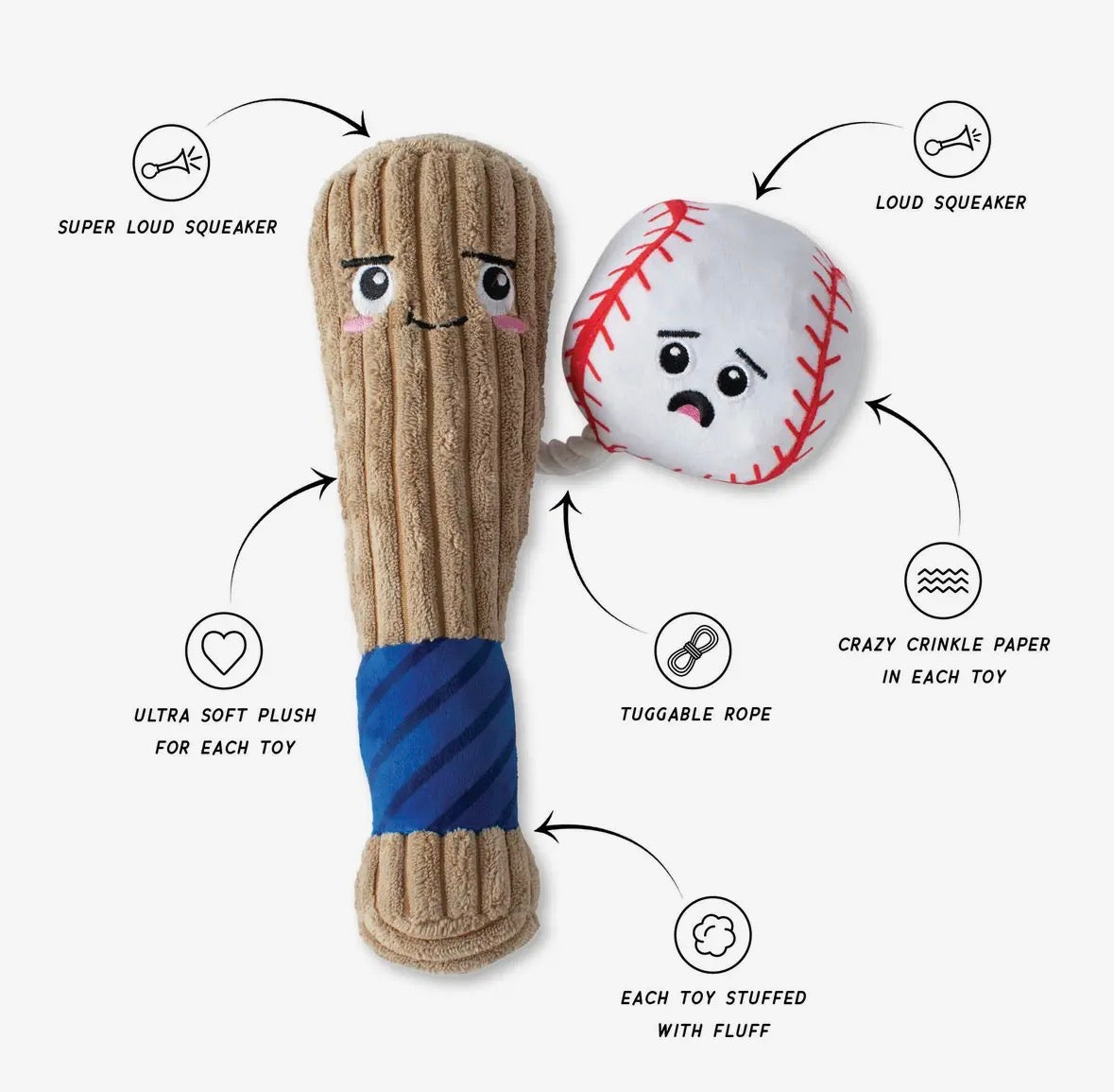 Batter Up Baseball Plush Dog Toy
