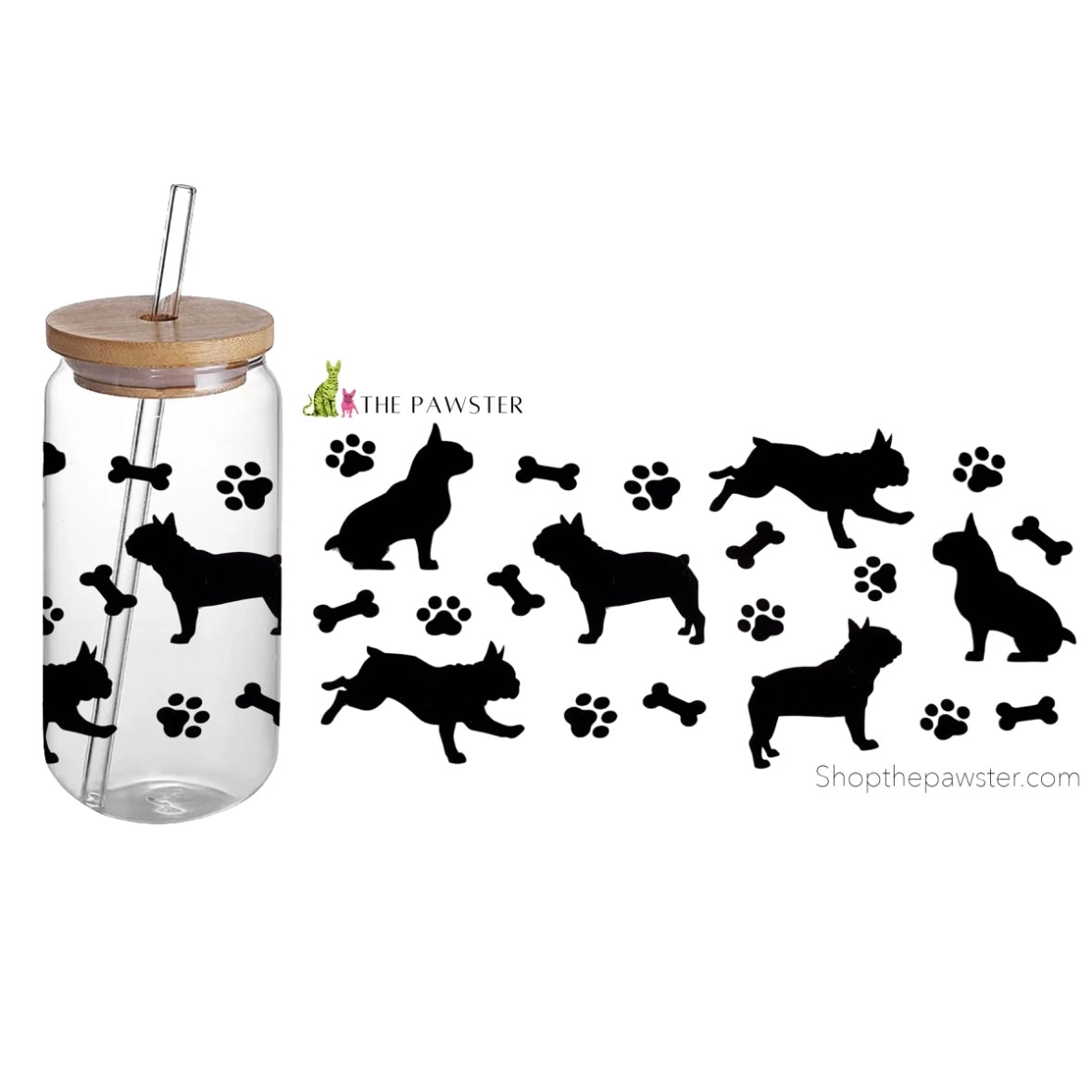 #52 Frenchie Paws & Bones 16oz Cup Wrap