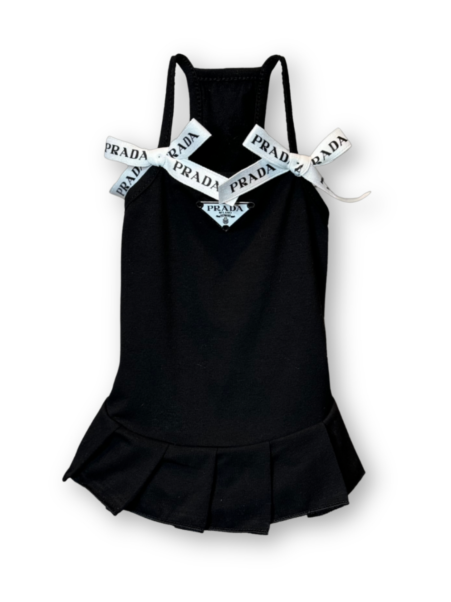 Stretchy Pawda Dress with Pleated Skirt & Bow Strap Details