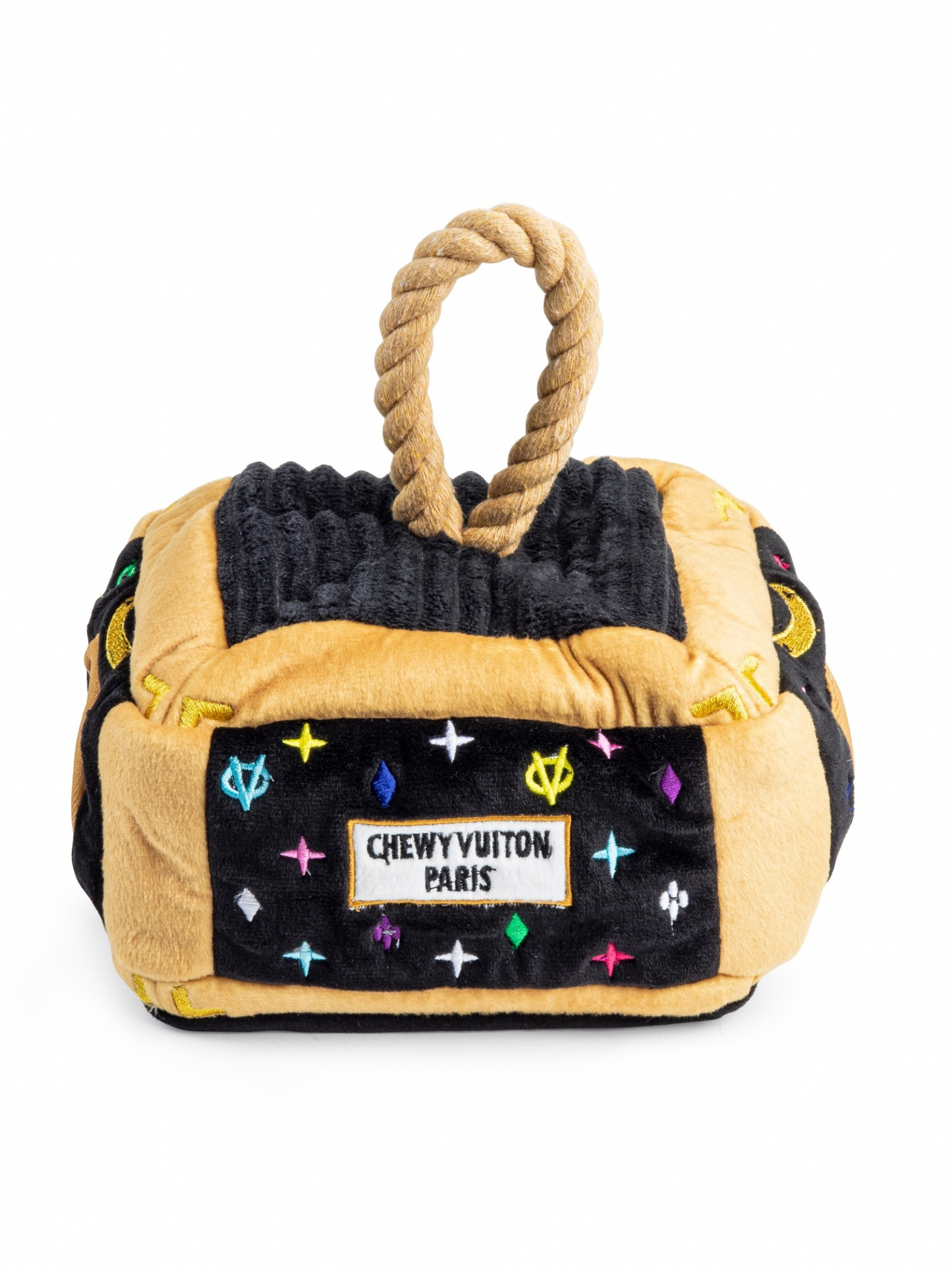 Black Monogram Chewy Vuiton Trunk Dog Toy