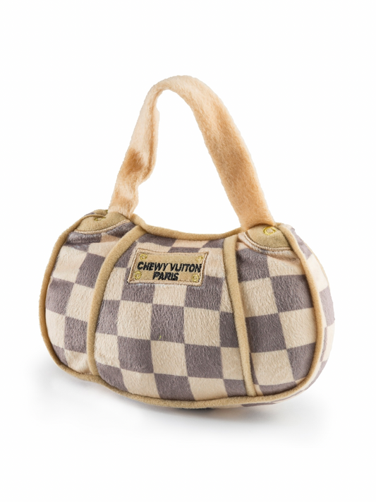 Checker Chewy Vuiton Handbag Dog Toy