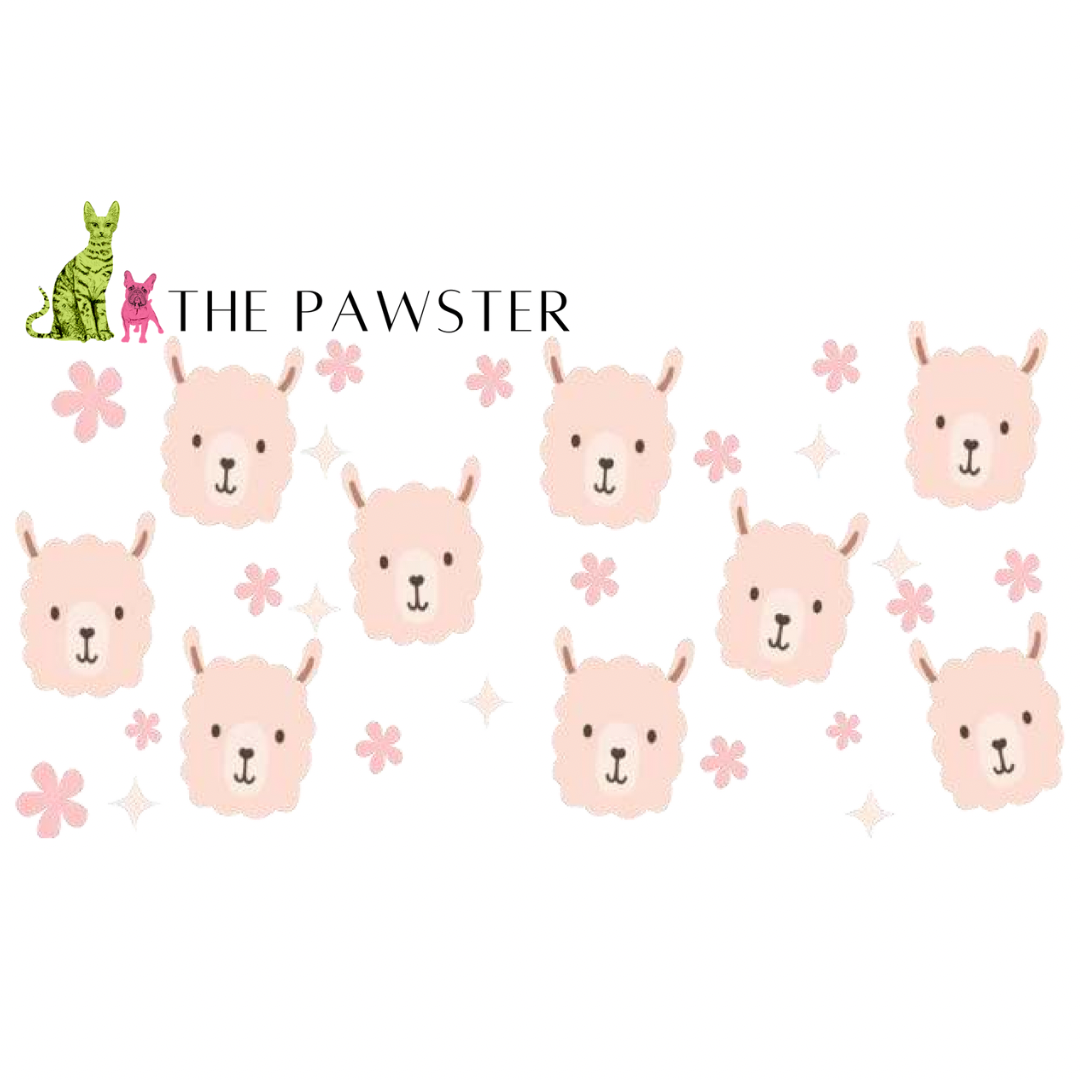 Double-sided llama with flowers UV DTF cup wrap in pastel pink with sparkles