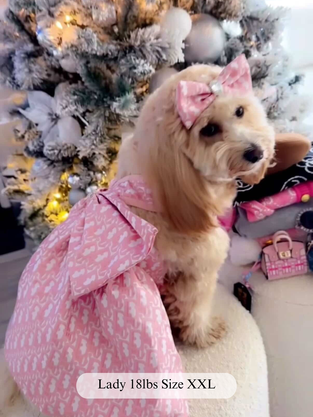 Belle Amour Dress – Pink with Oversized Bow & Gem