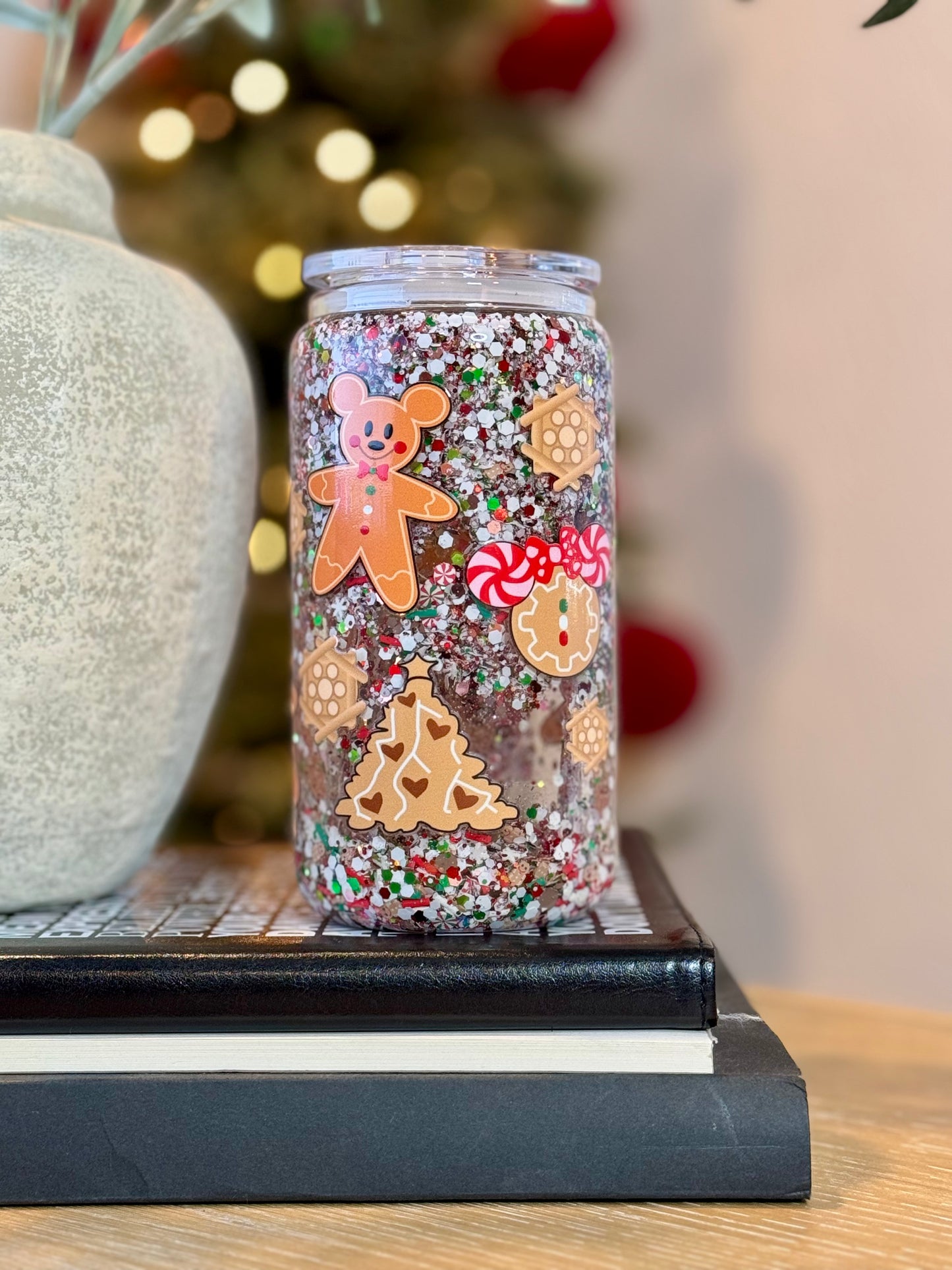 16oz Double Wall Snow Globe Glass Cup