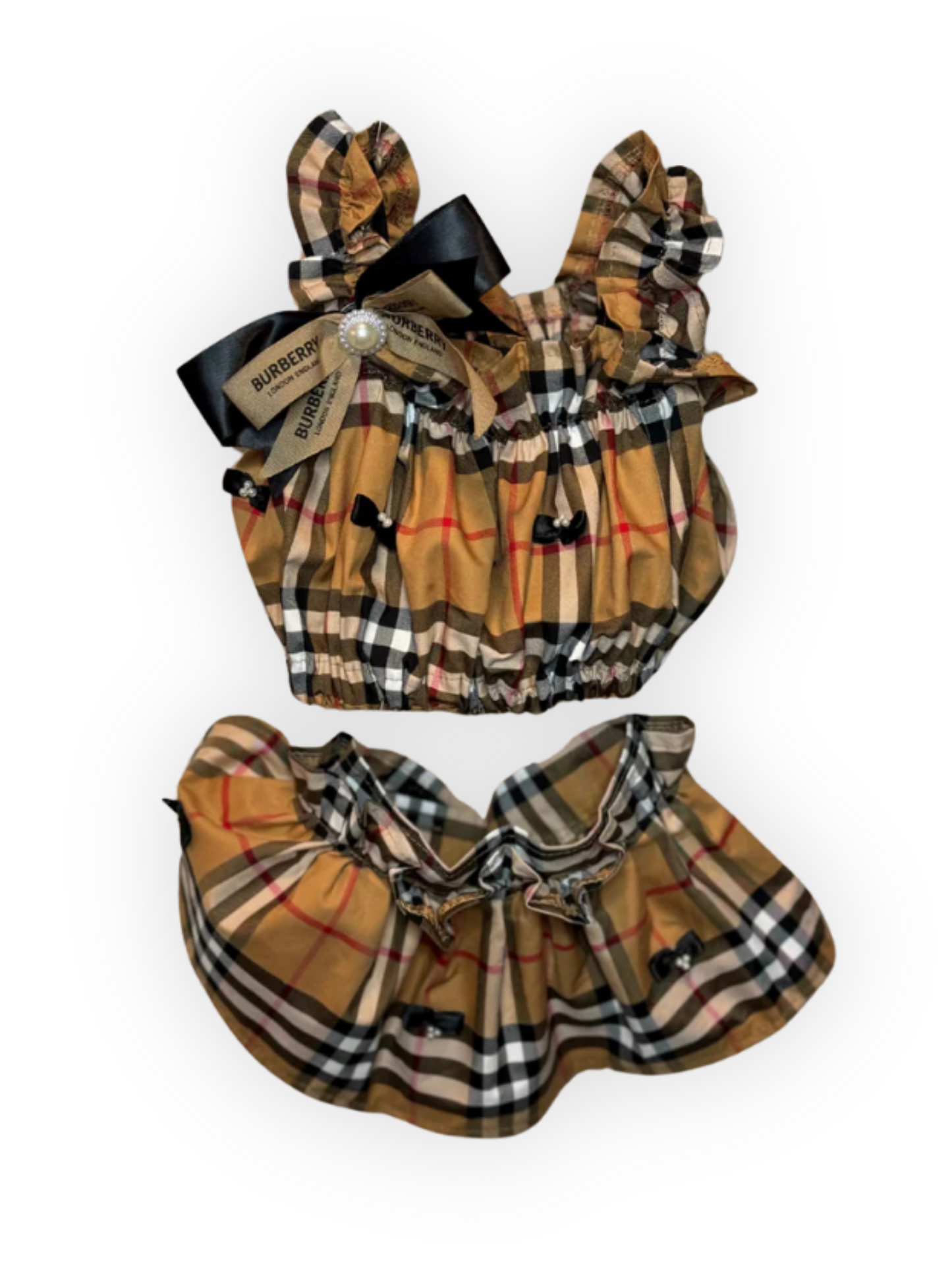 Pretty in Plaid Dog Outfit – 2-Piece Top & Skirt Set