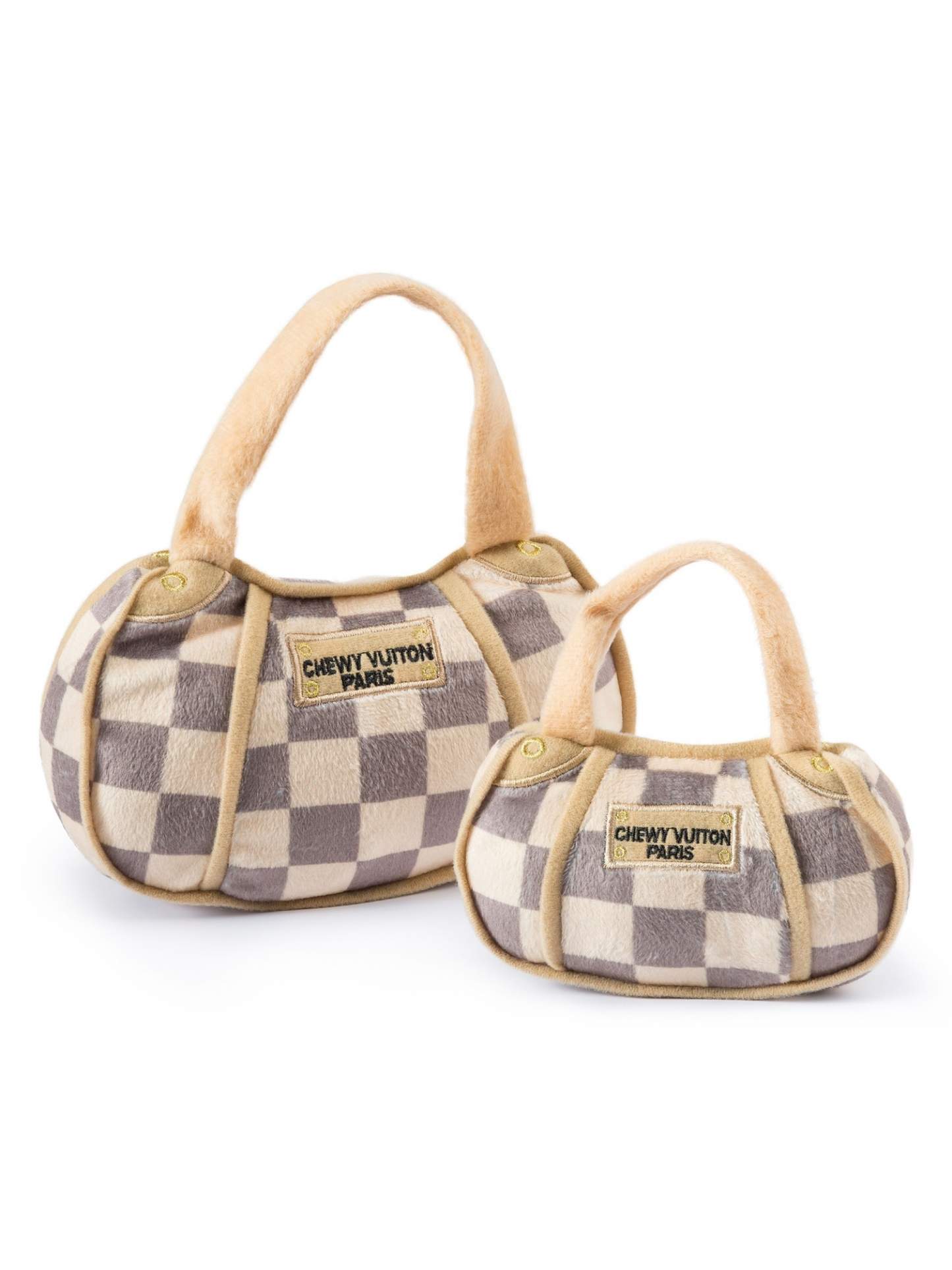 Checker Chewy Vuiton Handbag Dog Toy