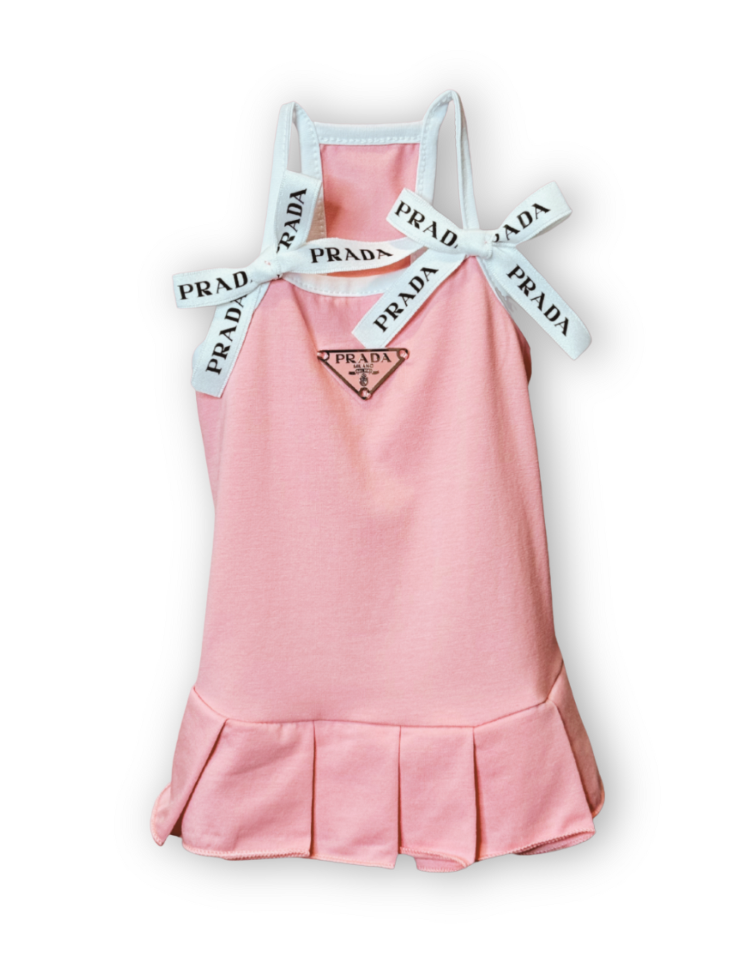Stretchy Pawda Dress with Pleated Skirt & Bow Strap Details
