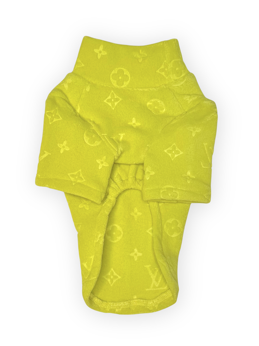 The Pawster Furry Vuiton Luxe Turtleneck for Dogs – Neon Green Thick Sweater Front View