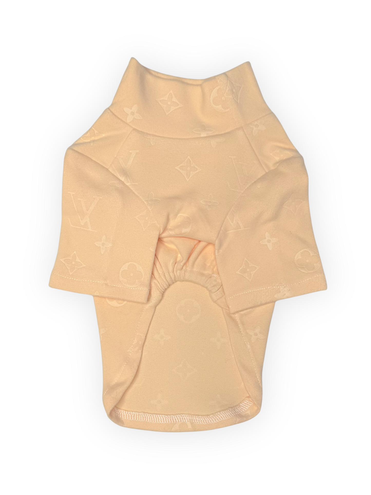 The Pawster Furry Vuiton Turtleneck for Dogs – Yellow & Peach Velour Sweater Front View