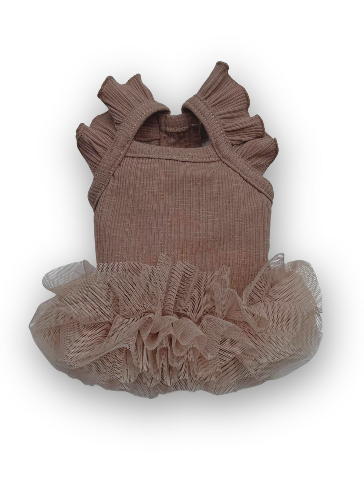 Back view of Pawster Tutu Much Cuteness Dog Dress in brown