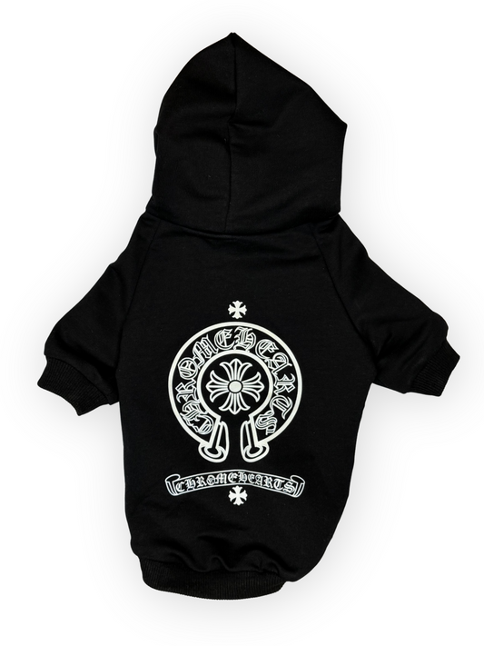 The Pawster Paws of Hearts lightweight dog hoodie front view