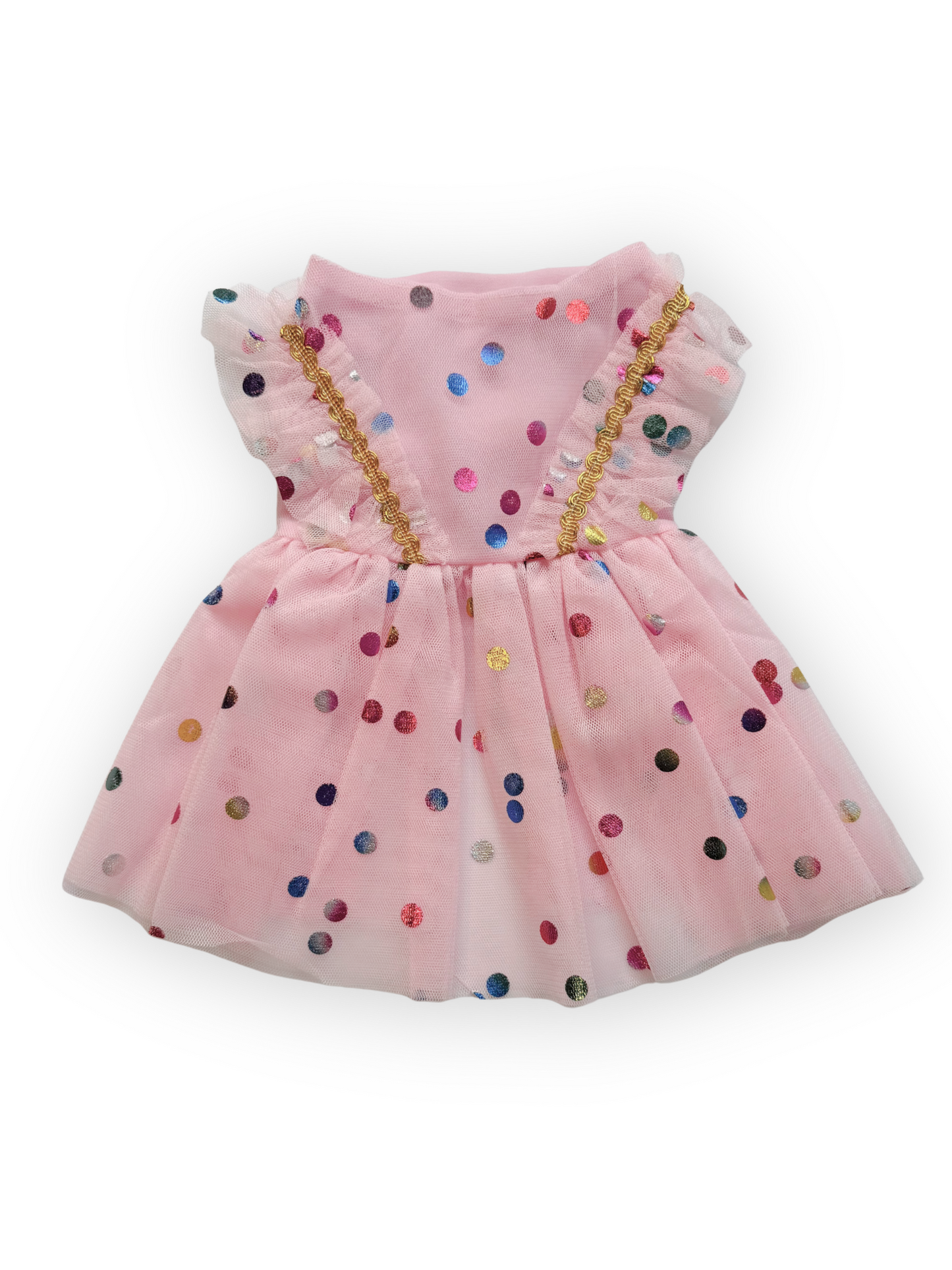 Back view of Confetti Dreams Birthday Dog Dress with stretch waistband