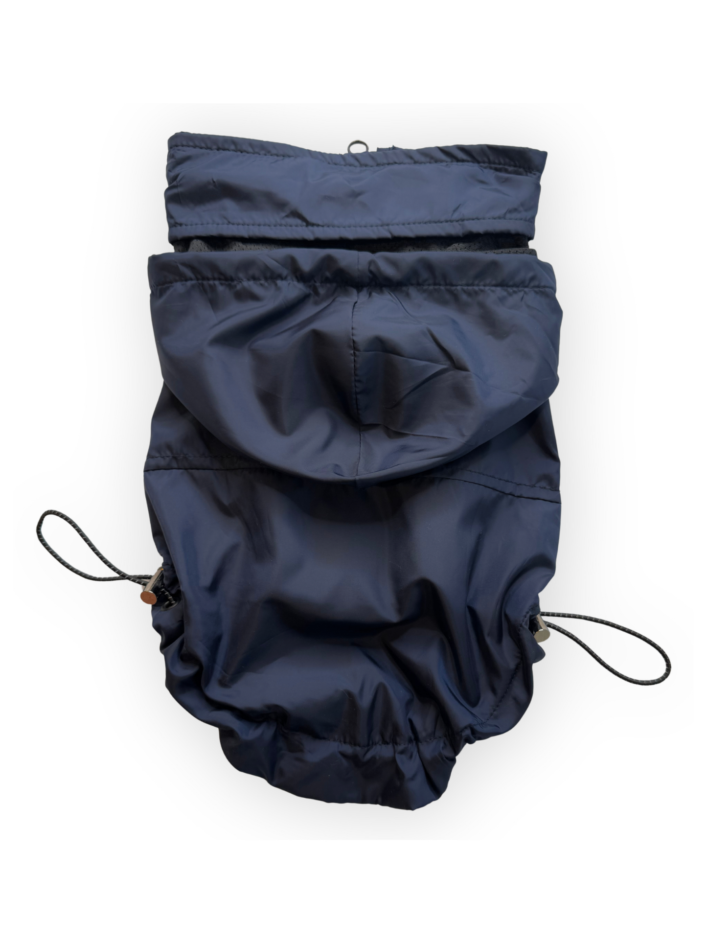 Back view of The Pawster Estate Vest with hood and adjustable drawstring hem