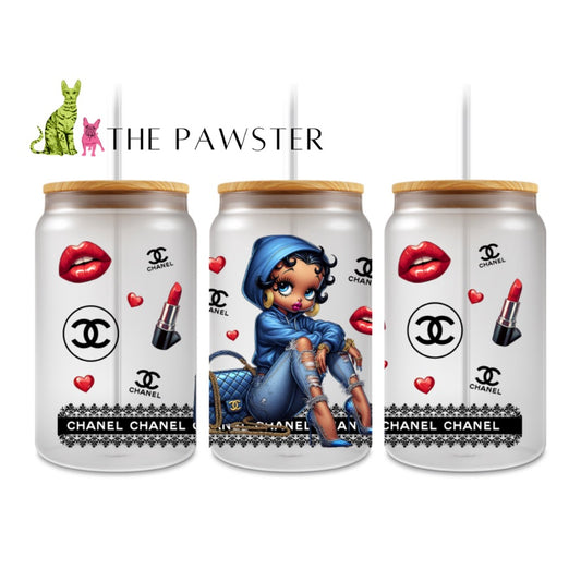 The Pawster Glam Fashionista Double-Sided UV DTF Cup Wrap – Luxury & Cartoon Inspired Design