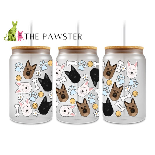 The Pawster German Shepherd Dog Faces Double-Sided Cup Wrap – UV DTF Dog Mom Design