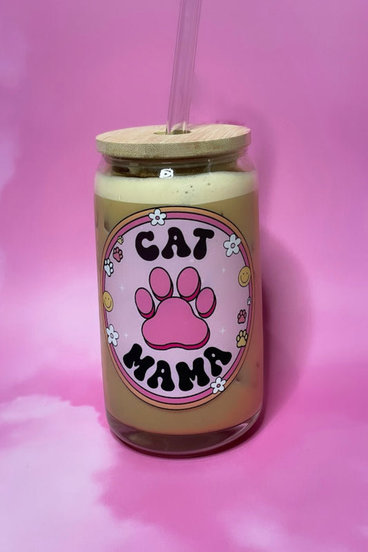 Cat Mama Glass Cup