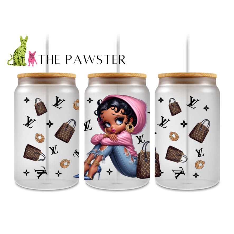 The Pawster Glam Fashionista Double-Sided UV DTF Cup Wrap – Designer-Inspired Style