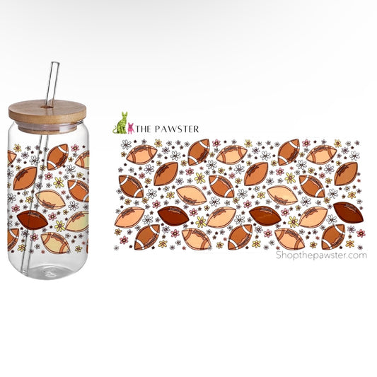 #132 Footballs & Flowers 16oz Cup Wrap