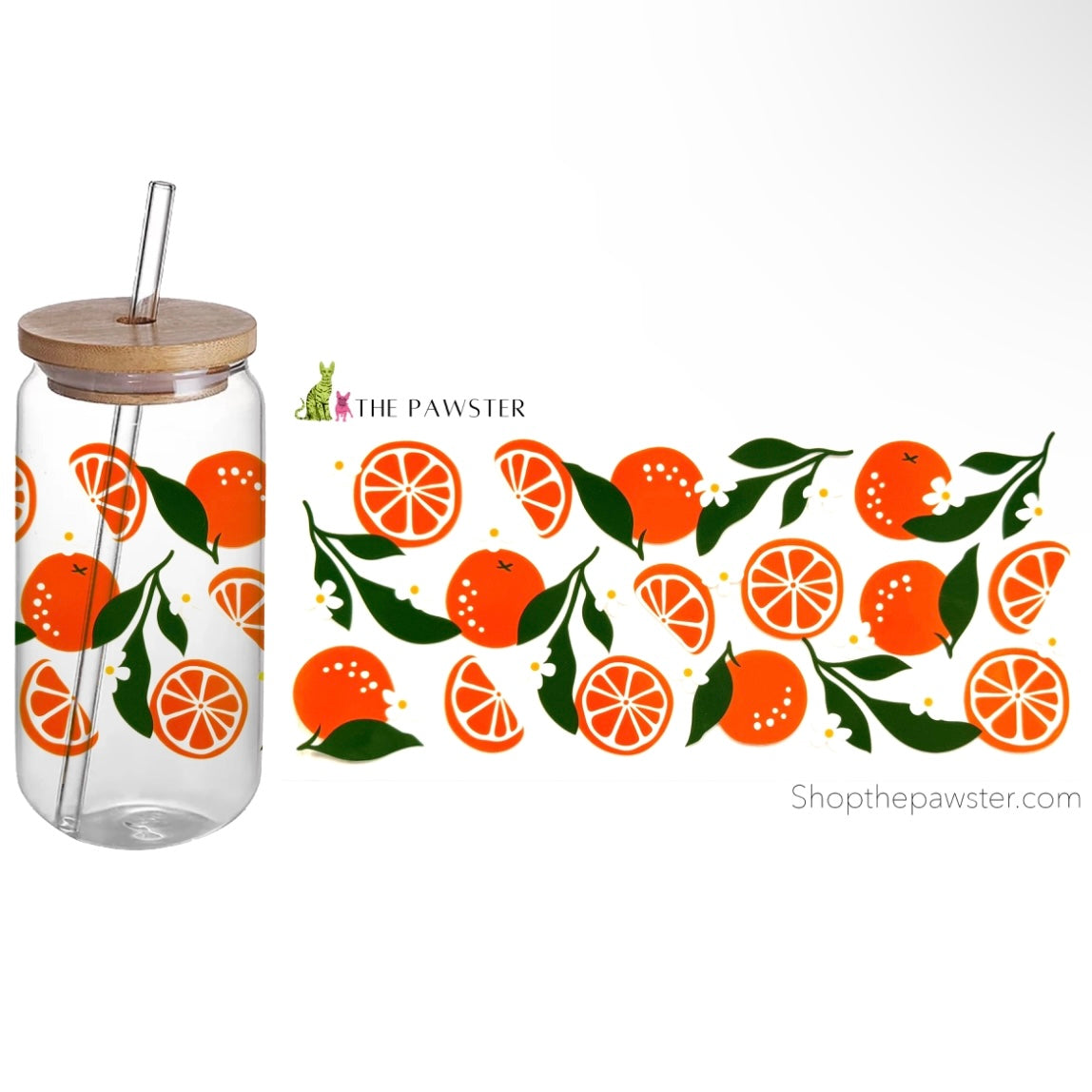 #86 Oranges and Flowers 16oz Cup Wrap