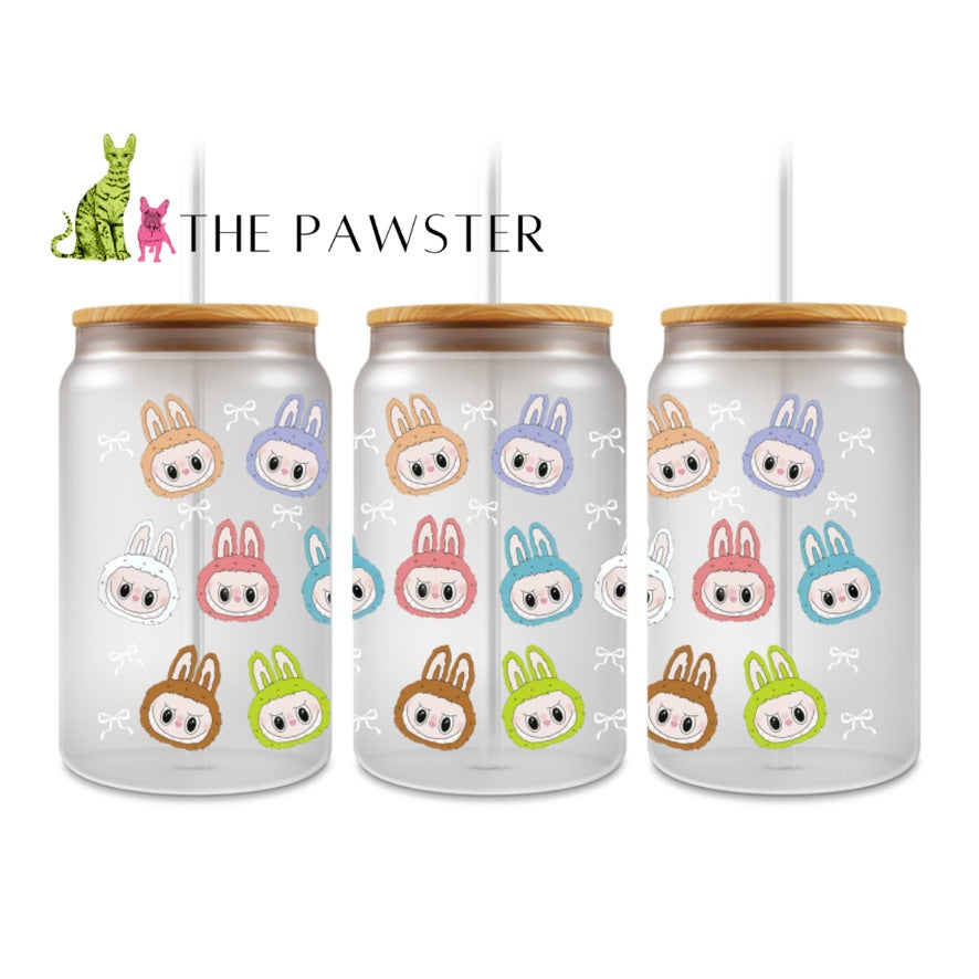 The Pawster Rainbow Bunny Plush Double-Sided UV DTF Cup Wrap – Character Inspired