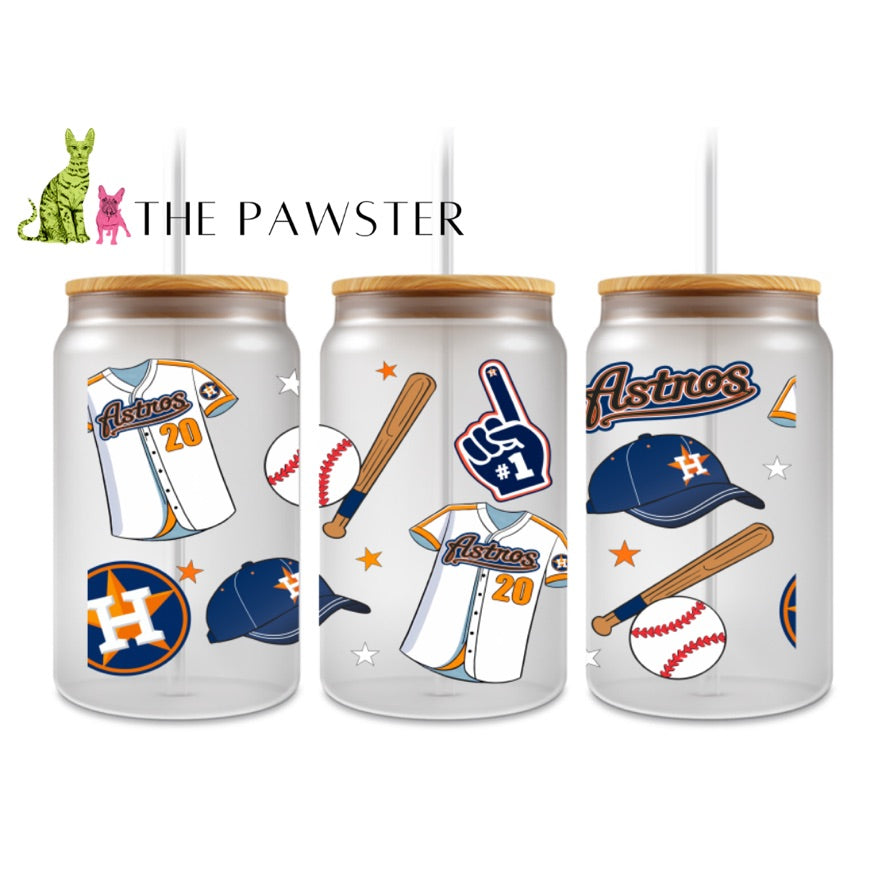 The Pawster Houston Astros Baseball Double-Sided UV DTF Cup Wrap – Sports Fan Design