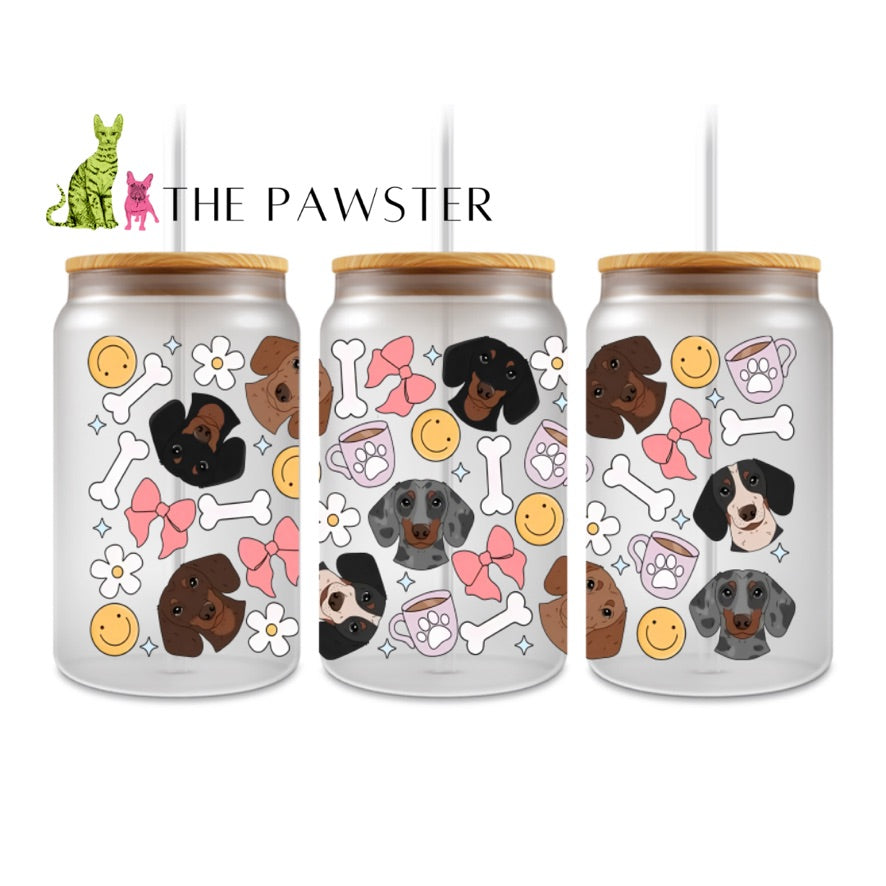 The Pawster Dachshund Dog Faces Double-Sided UV DTF Cup Wrap – Dog Mom Design