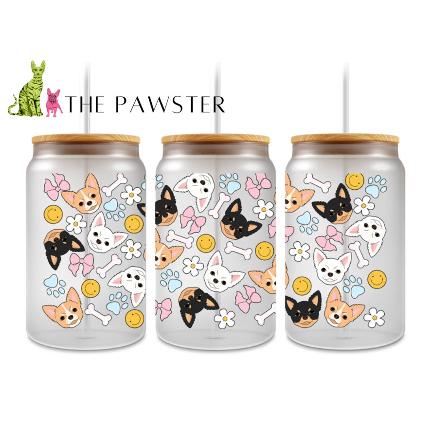 The Pawster Chihuahua Dog Faces Double-Sided UV DTF Cup Wrap – Dog Mom Design