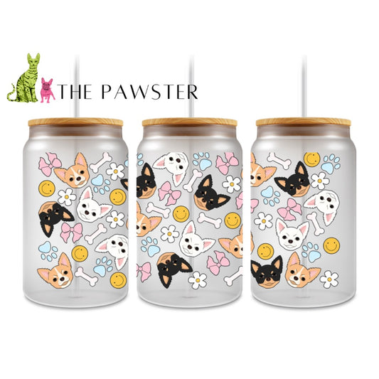 The Pawster Chihuahua Dog Faces Double-Sided UV DTF Cup Wrap – Dog Mom Design