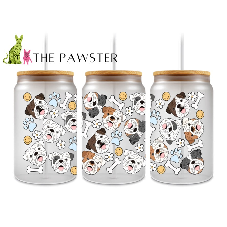 The Pawster Bulldog Dog Faces Double-Sided UV DTF Cup Wrap – Dog Mom Design