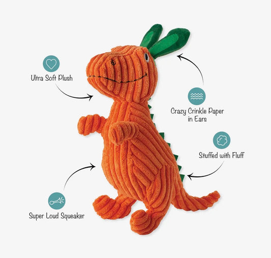 Carrot Dino Plush Dog Toy