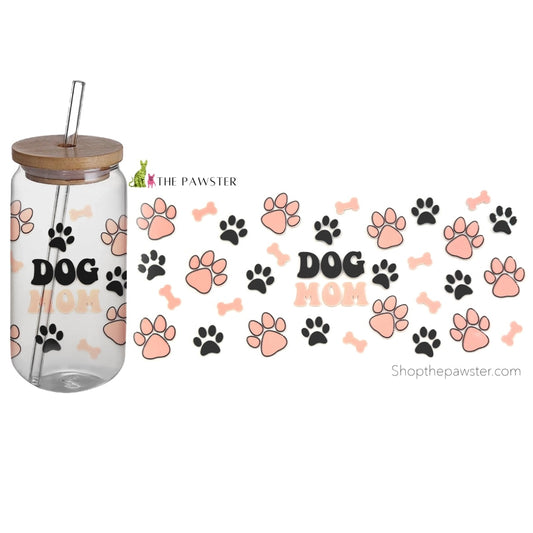 #40 Dog Mom Peach Bones and Paws 16oz Cup Wrap