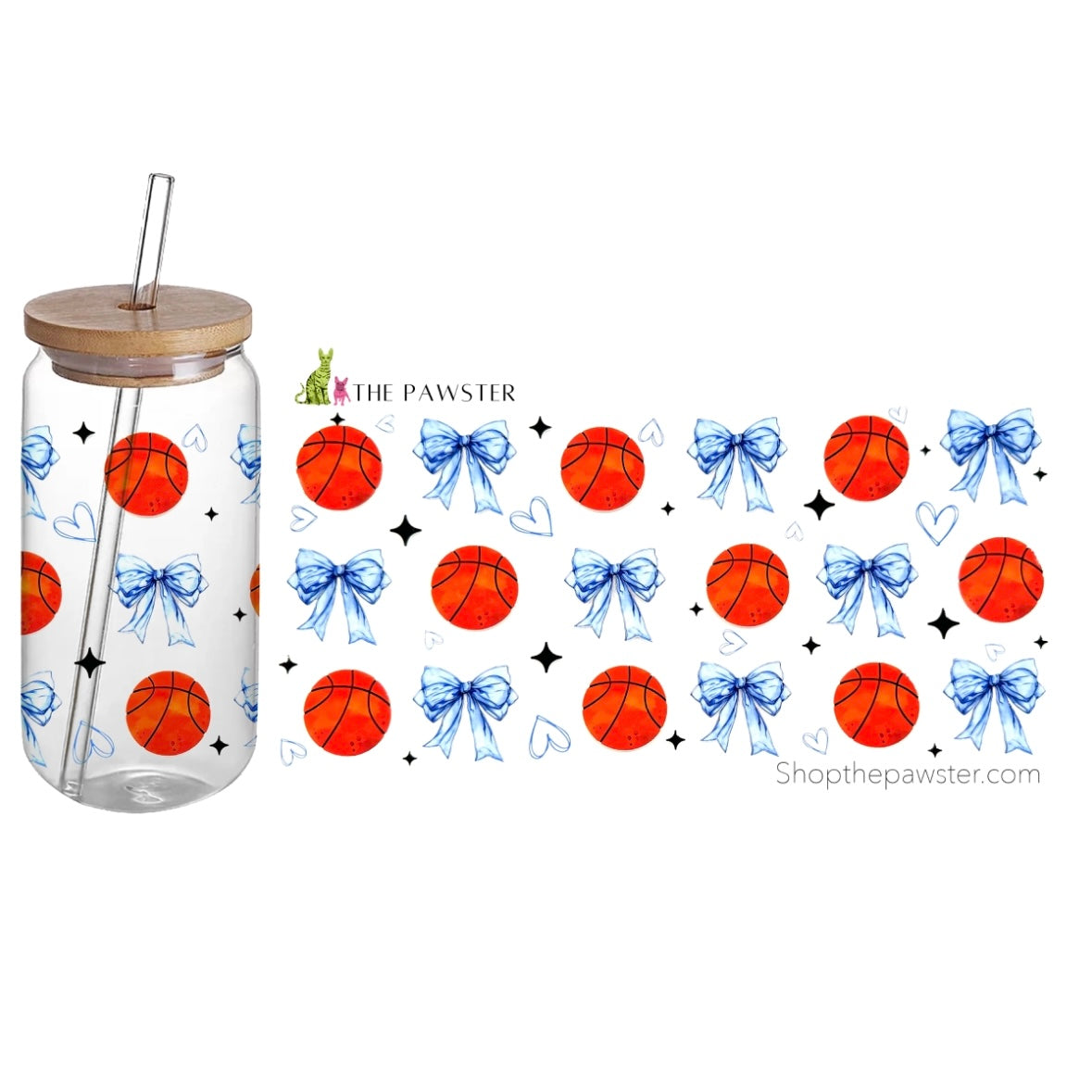 #7 Basketball & Bows 16oz Cup Wrap