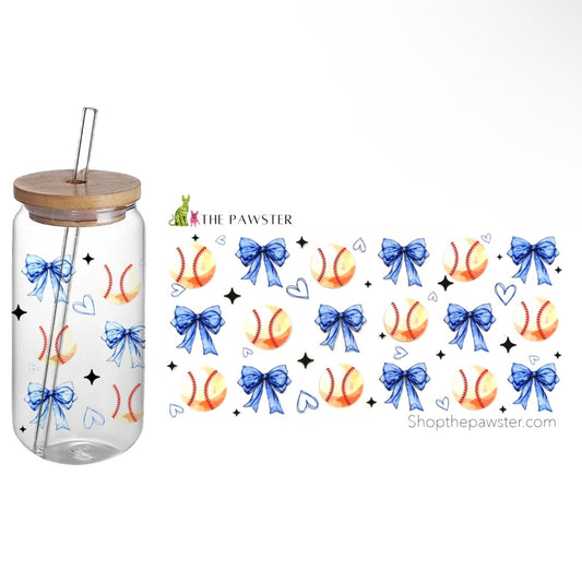 #6 Baseball & Bows 16oz Cup Wrap