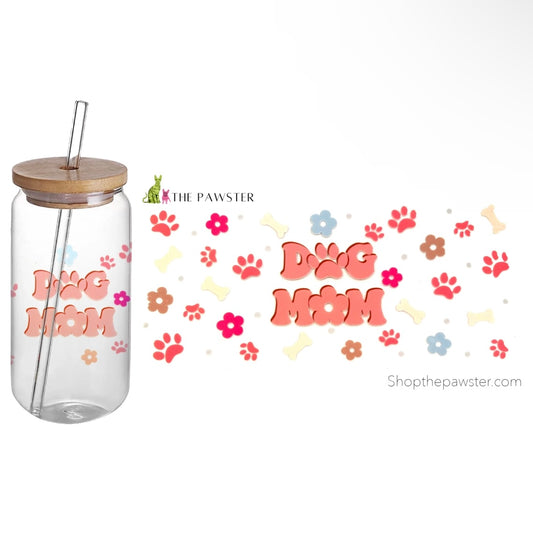 #38 Dog Mom Flowers, Paws & Bones 16oz Cup Wrap