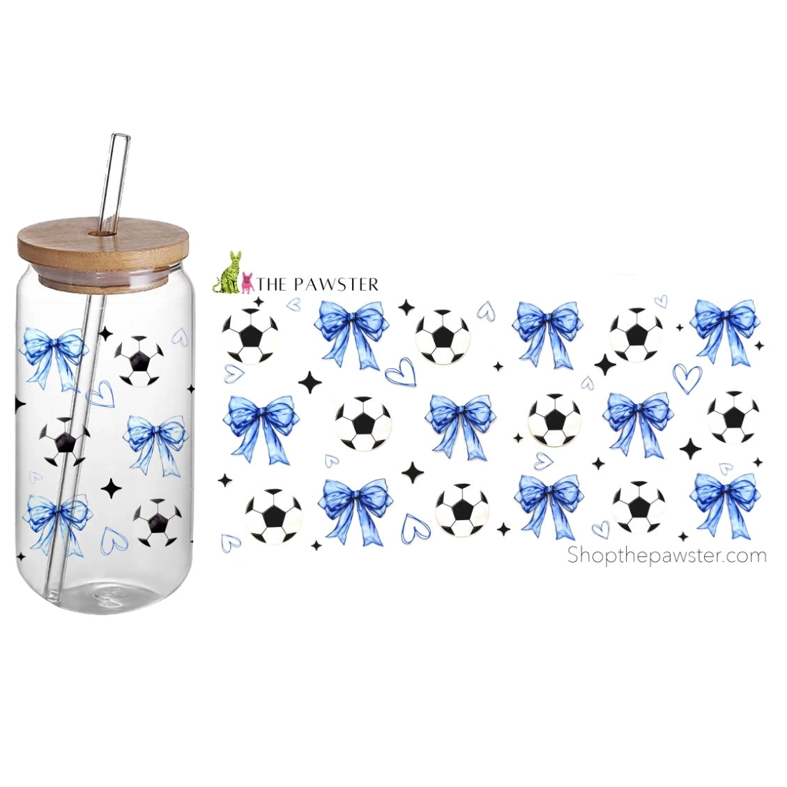 #98 Soccer Balls & Bows 16oz Cup Wrap