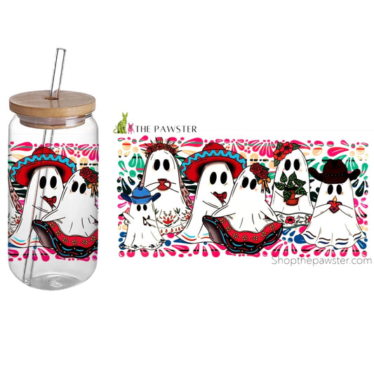 #48 Folklorico Dancing Ghost 16oz Cup Wrap