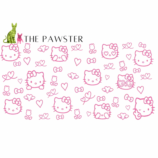 #320 Pretty in Pink Kitty Cup Wrap – UV DTF Transfer