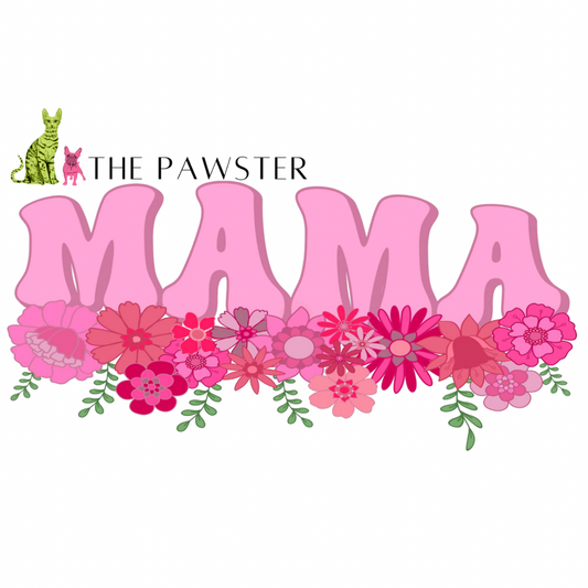 UV DTF cup wrap with large pink “MAMA” lettering surrounded by pink and red florals