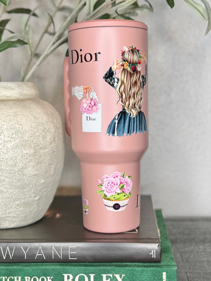 #218 Double Sided Girly Pink 16oz Cup Wrap