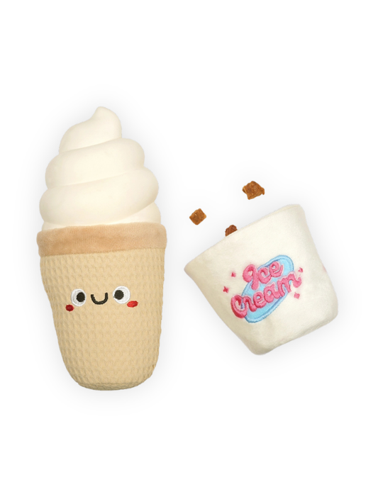 Ice Cream Treat Hideaway Plush Dog Toy