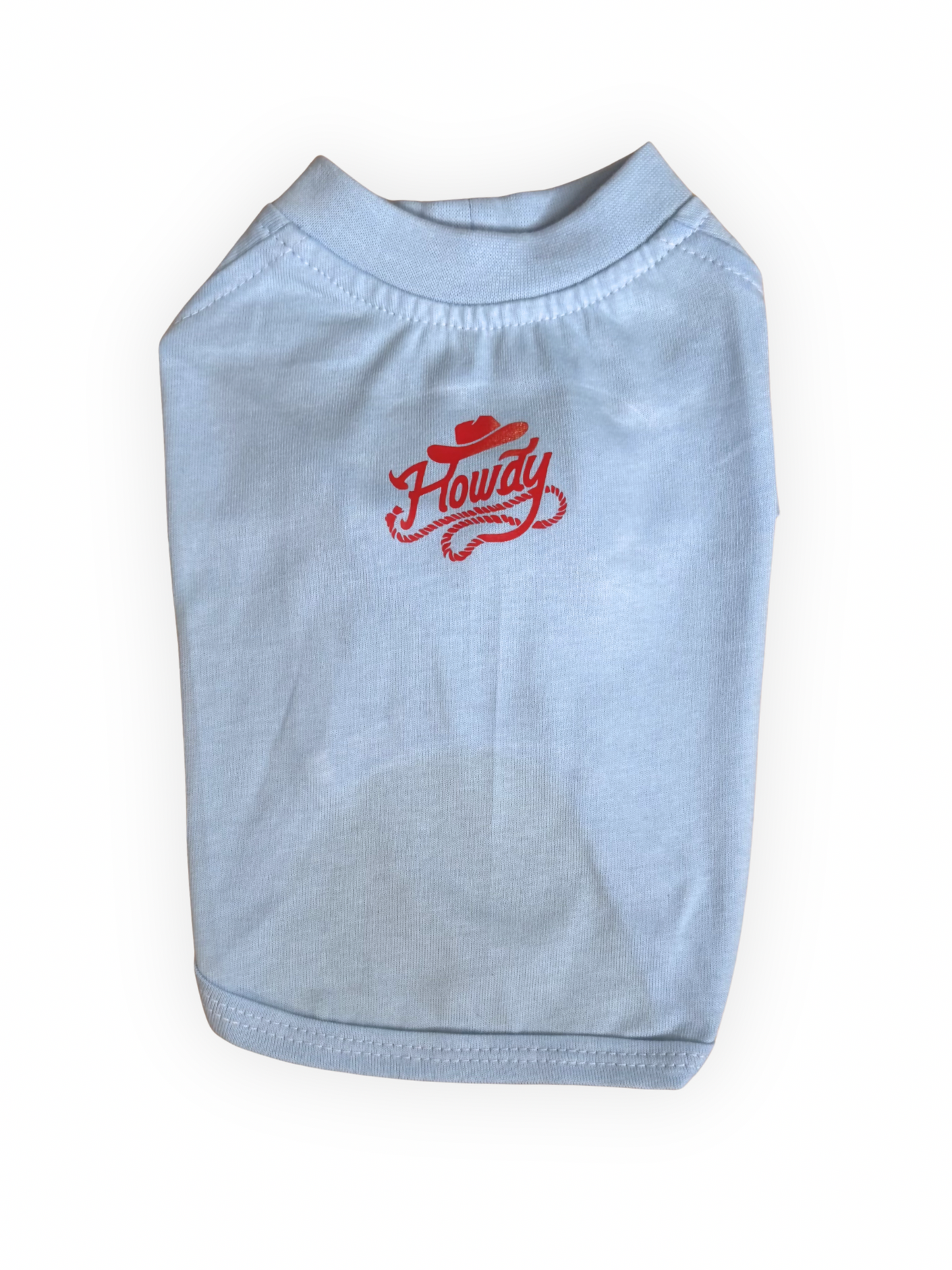 Light blue howdy cowboy dog shirt from The Pawster Rodeo Luxe collection