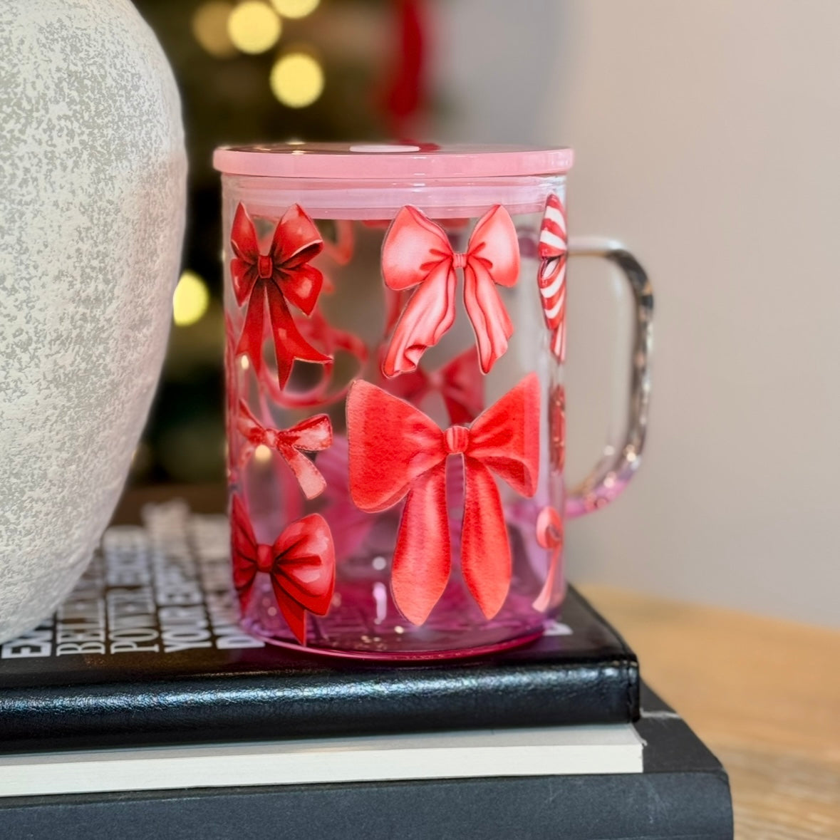 #267 Double Sided Red Bows 16oz Cup Wrap