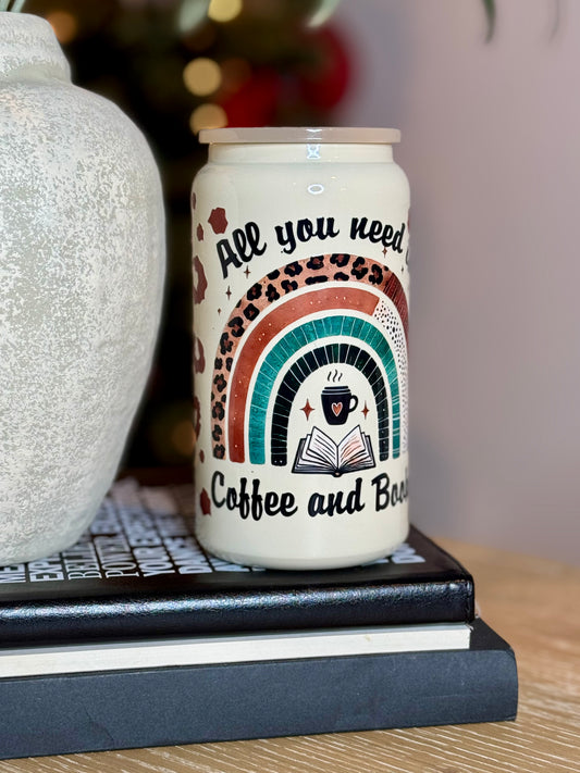 #190 All You Need is Coffee and Books 16oz Cup Wrap