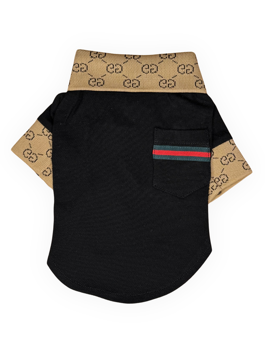 lux grrrci dog collar top black back view luxury dog collar shirt