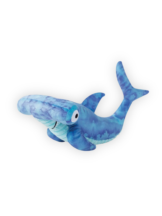 hammerhead shark plush dog toy blue squeaky crinkle ocean dog toy
