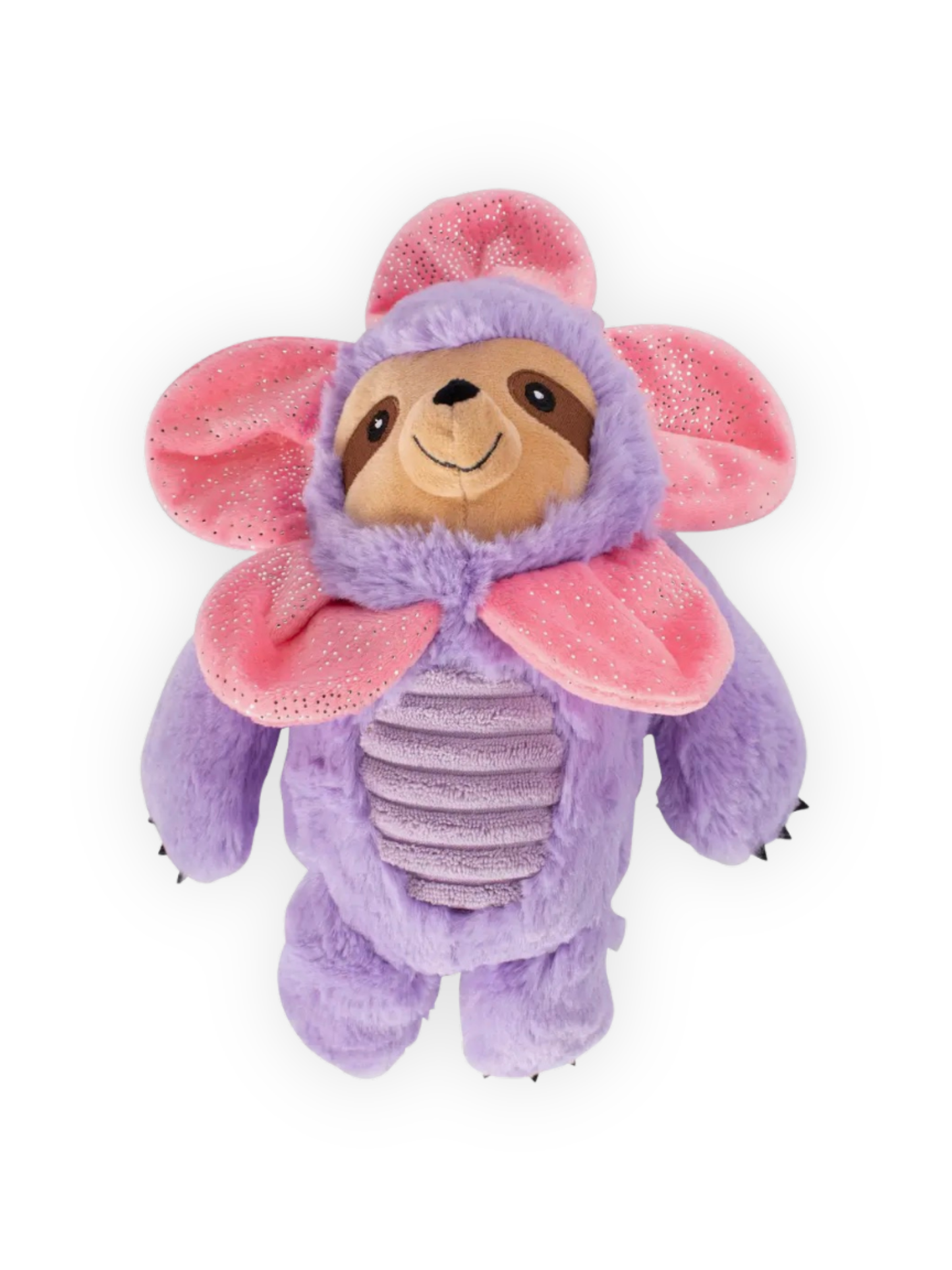 sloth flower plush dog toy purple pink squeaky spring dog toy
